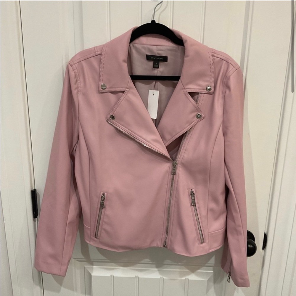 ANN TAYLOR Faux Leather Moto Jacket - Precious Lilac - XS
